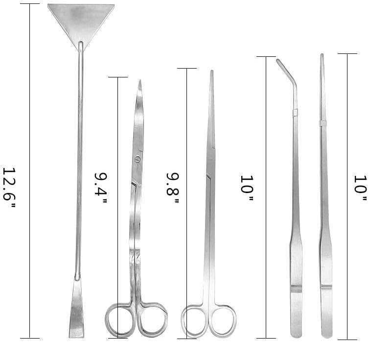Aquascaping Tools 5 in 1 Kit - Stainless Steel Aquarium Plant Tools Set