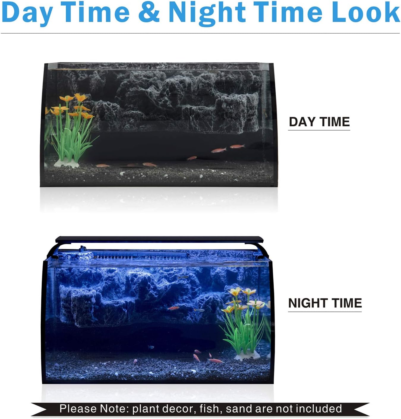 Horizon 8 Gallon LED Glass Aquarium Starter Kit - Curved Tank with 3D Background