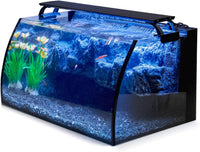 Horizon 8 Gallon LED Glass Aquarium Starter Kit - Curved Tank with 3D Background