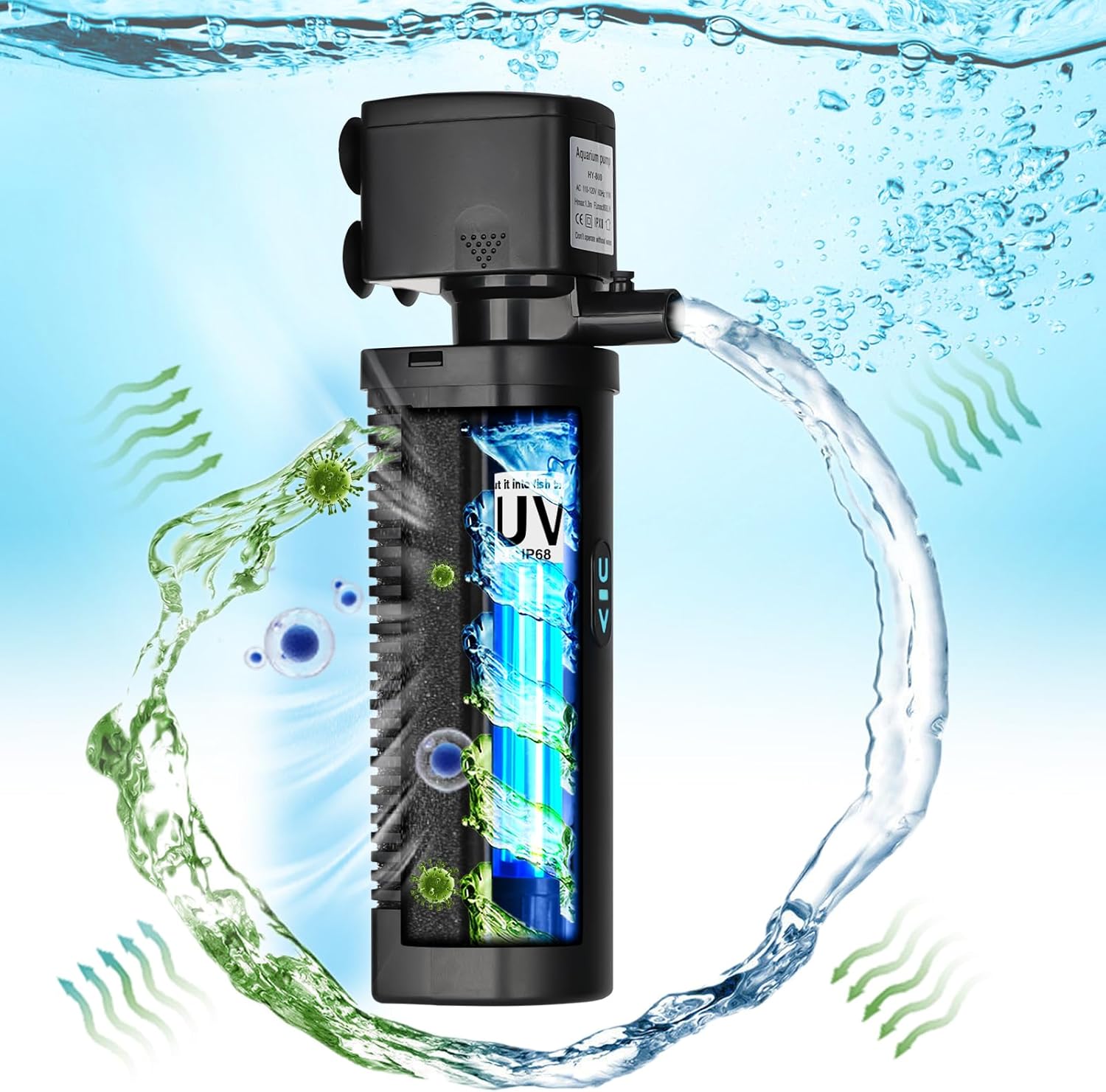 UV Aquarium Filter - Green Clean Machine with Submersible Pump