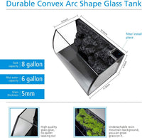 Horizon 8 Gallon LED Glass Aquarium Starter Kit - Curved Tank with 3D Background